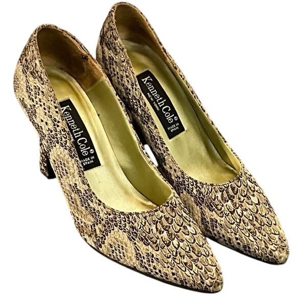 Kenneth Cole Vintage 90s Gorgeous Snake Skin Point Toe High Heel Women 7.5 B - Picture 1 of 11